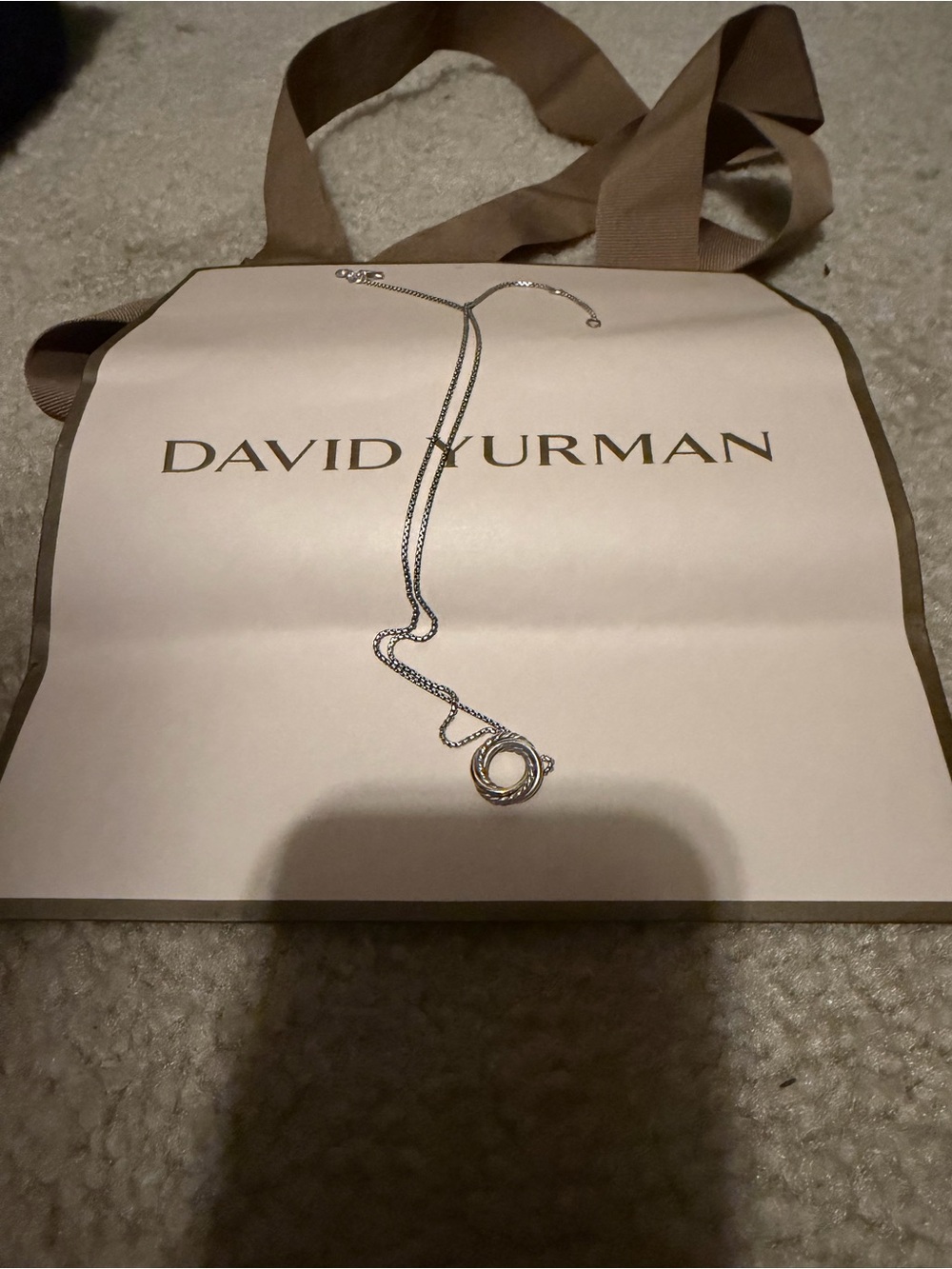 David Yurman Sterling Silver Double Circle Pendant Necklace
